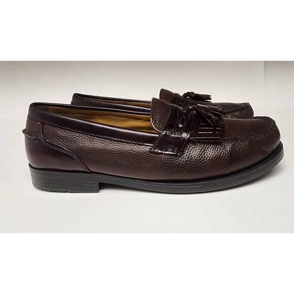 Chaps Men's Brown Leather Loafers tassels Dress Shoes size 12M - Picture 5 of 12